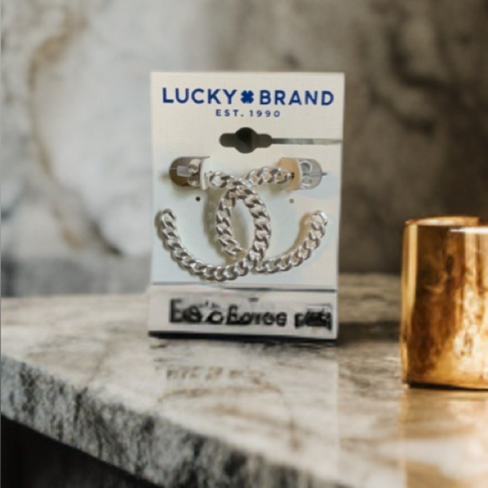 COPY - Lucky Brand Silver Rope Hoop Earrings